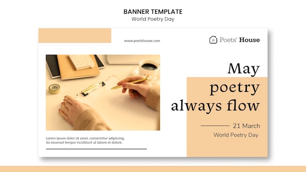 PSD gratuito banner della giornata mondiale della poesia