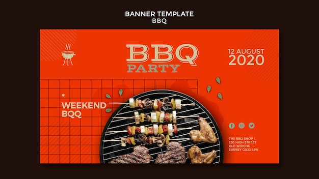 PSD gratuito banner modello di barbecue party