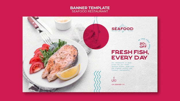 PSD gratuito banner orizzontale ristorante di pesce