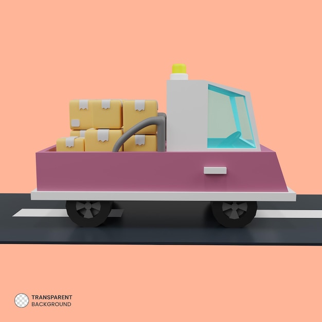 Gratis PSD bestelwagen pictogram geïsoleerde 3d render illustration