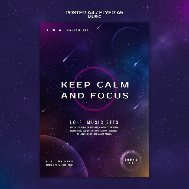 Gratis PSD blijf kalm en focus poster sjabloon