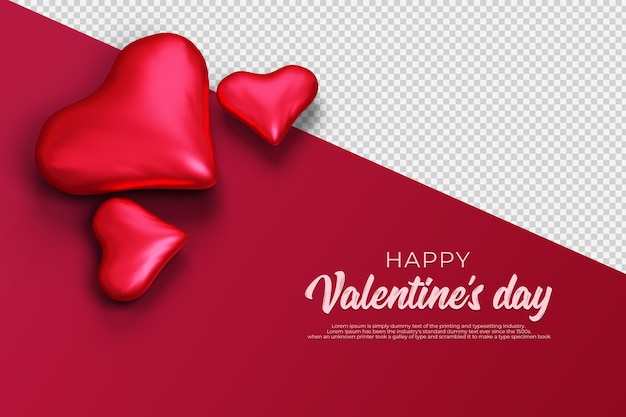 Buon San Valentino con rendering 3D trasparente