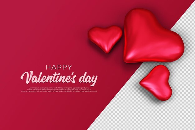 Buon San Valentino con rendering 3D trasparente