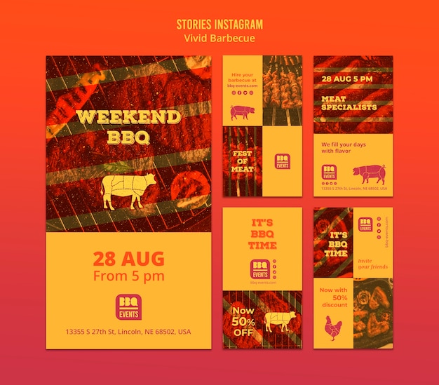 PSD gratuito concetto di barbecue instagram storiestemplate