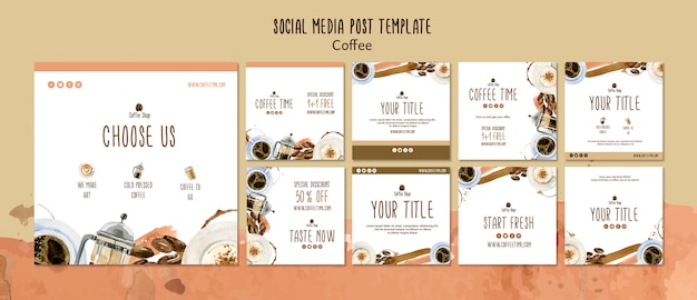 PSD gratuito concetto di caffè per modello di post social media