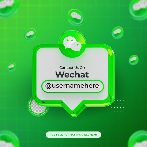 PSD gratuito contattaci su wechat profile social media rendering 3d isolato per la composizione