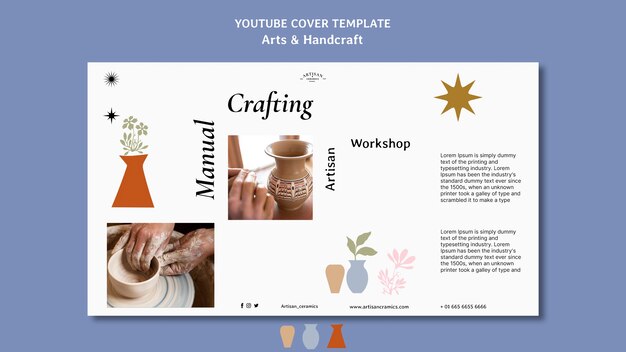PSD gratuito copertina youtube di arti e artigianato