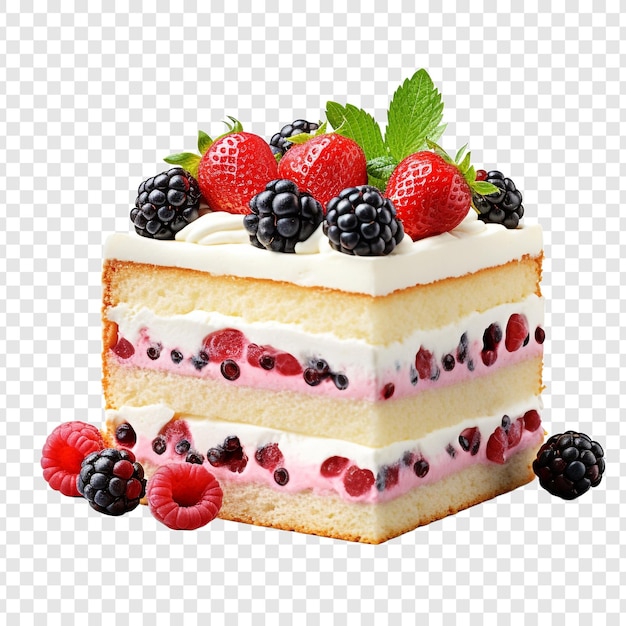 PSD gratuito deliziosa torta di vaniglia decorata con bacche isolate su uno sfondo trasparente