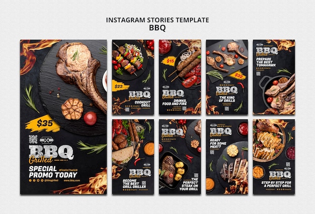 PSD gratuito deliziose storie di barbecue su instagram