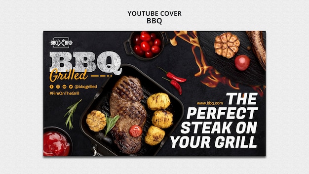 PSD gratuito delizioso modello di copertina per youtube per barbecue