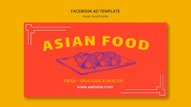 PSD gratuito delizioso modello di facebook cibo asiatico