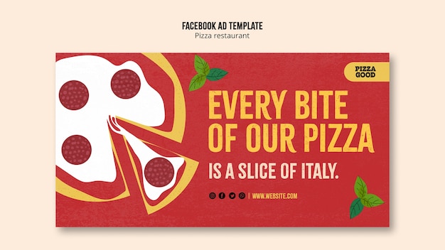 PSD gratuito delizioso modello di facebook del ristorante pizzeria