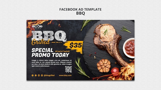 PSD gratuito delizioso modello per barbecue su facebook