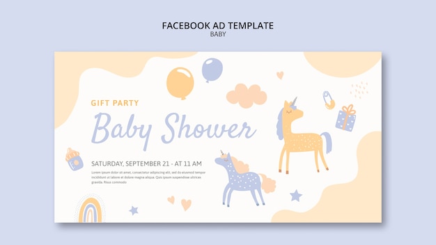 PSD gratuito design del modello di annuncio facebook per baby shower