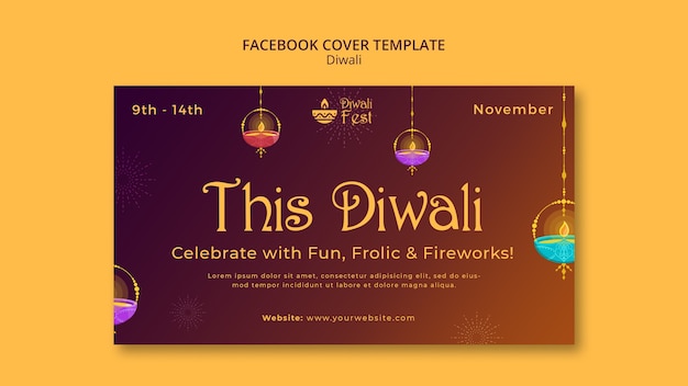 PSD gratuito design del modello diwali sfumato