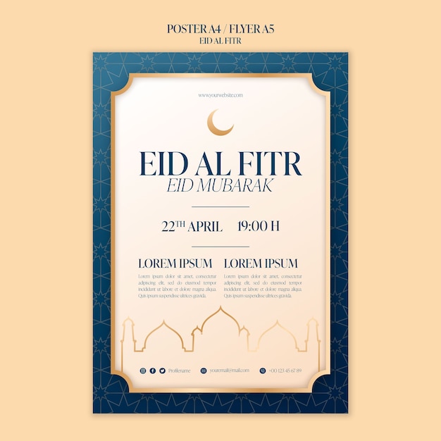 PSD gratuito design del modello realista eid al-fitr