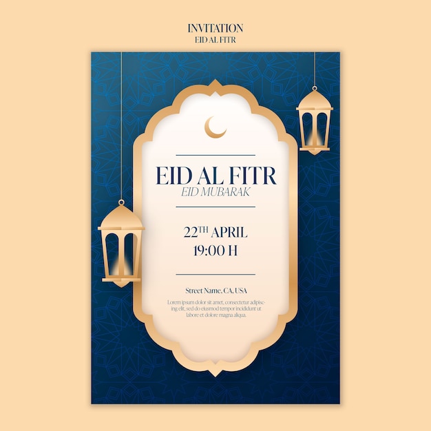 PSD gratuito design del modello realista eid al-fitr