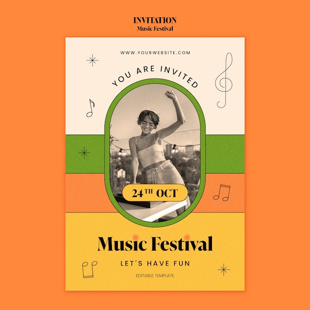 PSD gratuito design piatto del festival musicale