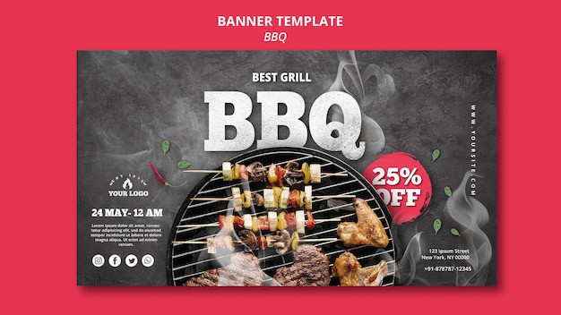 PSD gratuito disegno del modello di banner barbecue