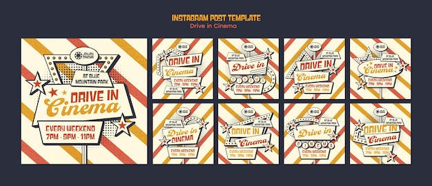 Gratis PSD drive in bioscoop instagram posts-sjabloon