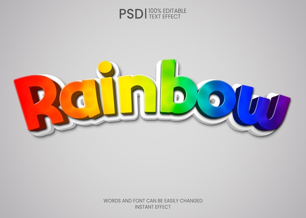 Gratis PSD een kleurrijk teksteffect met regenboog erop