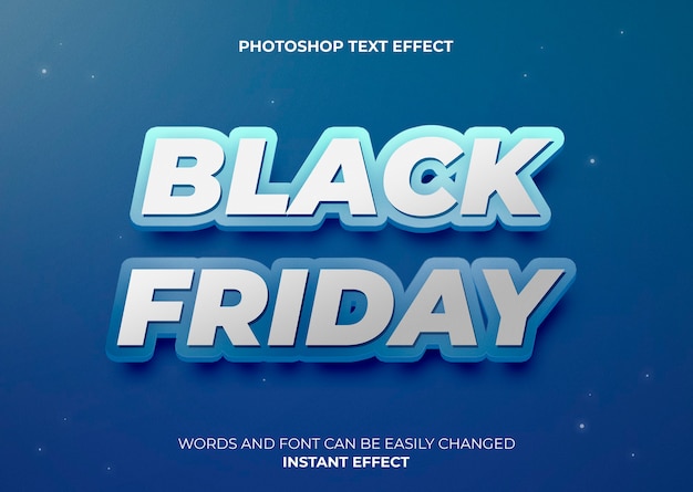 PSD gratuito effetto di testo in stile blu black friday