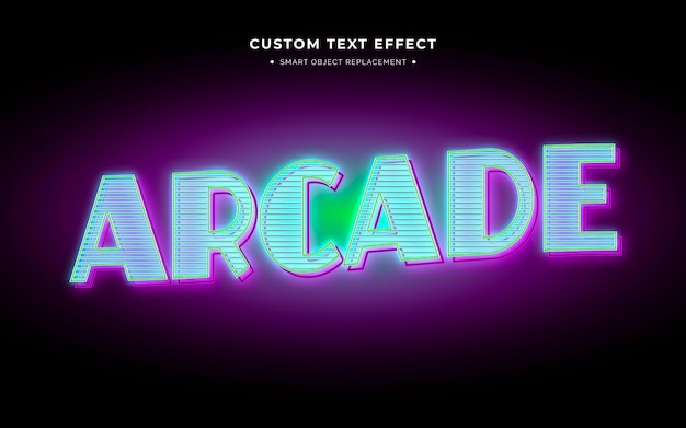 PSD gratuito effetto stile testo 3d arcade al neon