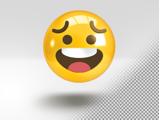 PSD gratuito emoji 3d realistiche con un sorriso imbarazzante