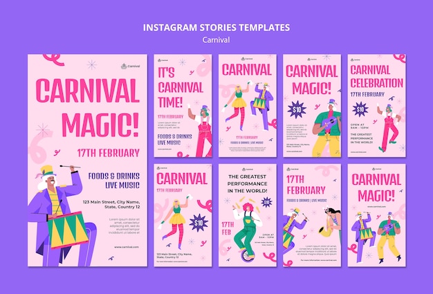 PSD gratuito evento di carnevale su instagram