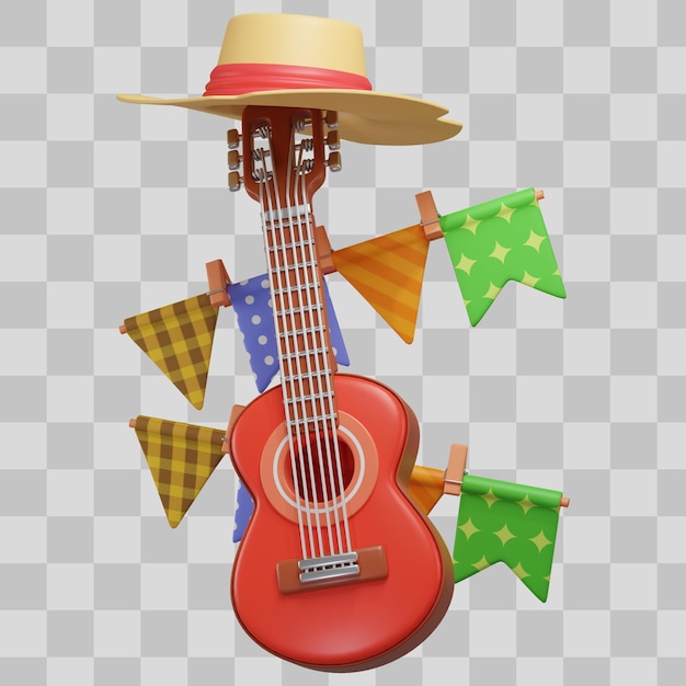 PSD gratuito festa junina chitarra e gagliardetti