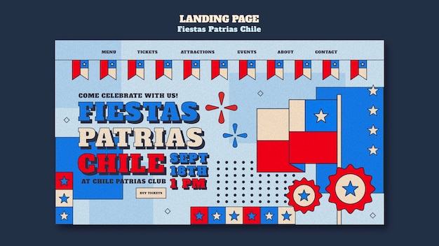 PSD gratuito flat design fiestas patrias chile pagina di destinazione