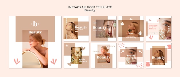 Gratis PSD flat design schoonheidssalon instagram posts