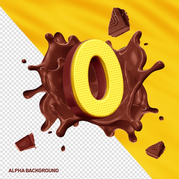 PSD gratuito fontore alfabeto 3d lettera o giallo con cioccolato