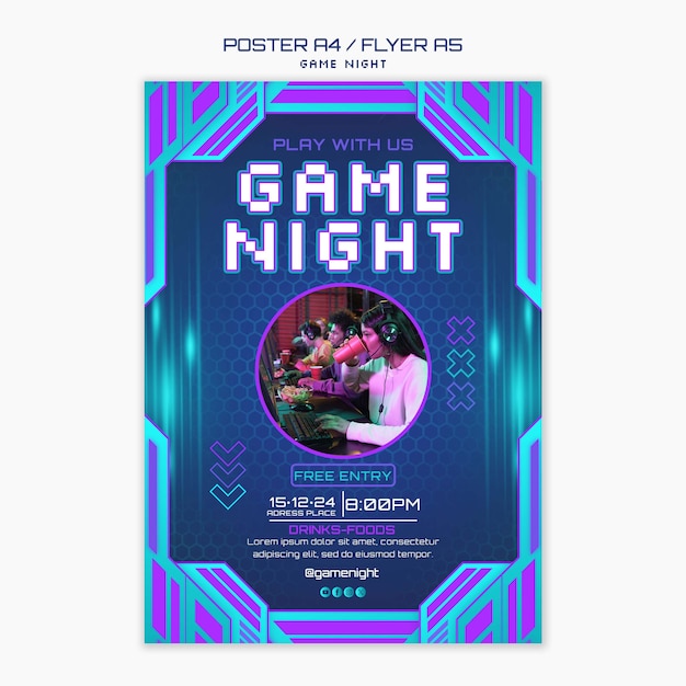 Gratis PSD game night sjabloonontwerp