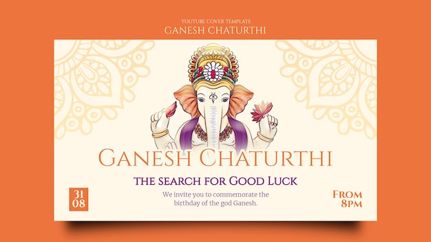 Ganesh chaturthi modello di copertina di youtube con mandala