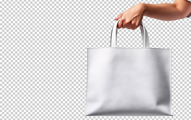 Gratis PSD geïsoleerde hand met witte leren tas