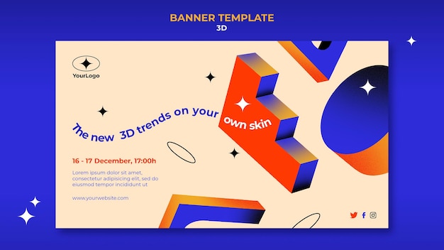 Gratis PSD horizontale banner voor 3d-trends