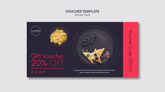 Gratis PSD humeurig eten creatieve voucher sjabloon