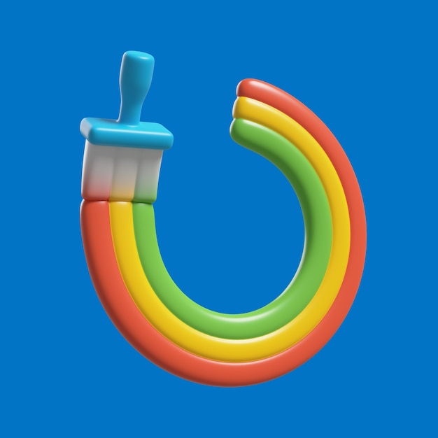 PSD gratuito icona 3d con arcobaleno e pennello