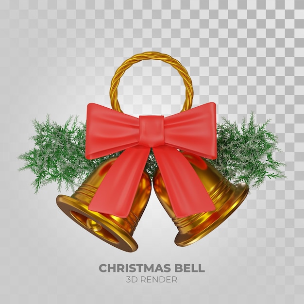 PSD gratuito illustrazione 3d campanello di natale con fiocco