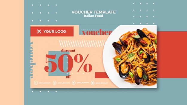 Gratis PSD italiaans eten voucher sjabloon