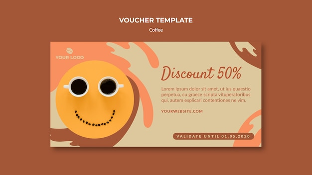 Gratis PSD koffie concept voucher sjabloon mock-up