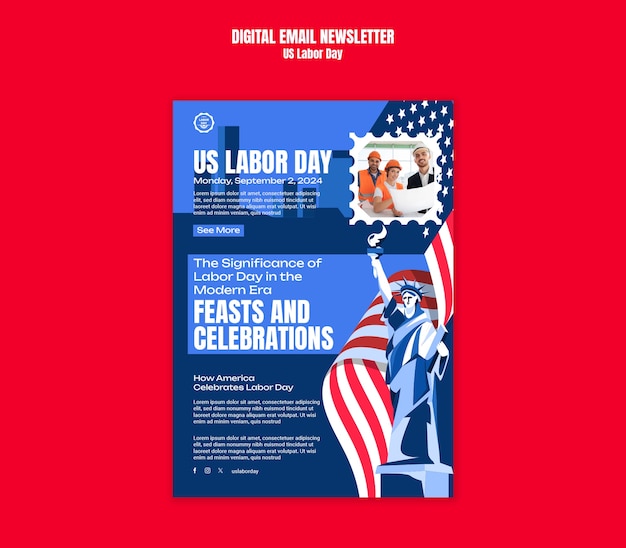 PSD gratuito labor day us modello di progettazione