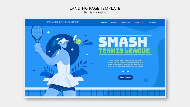 Gratis PSD landingspagina-sjabloon voor tennistoernooien