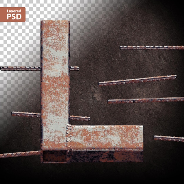 PSD gratuito lettera 3d fatta di tubi metallici saldati grunge