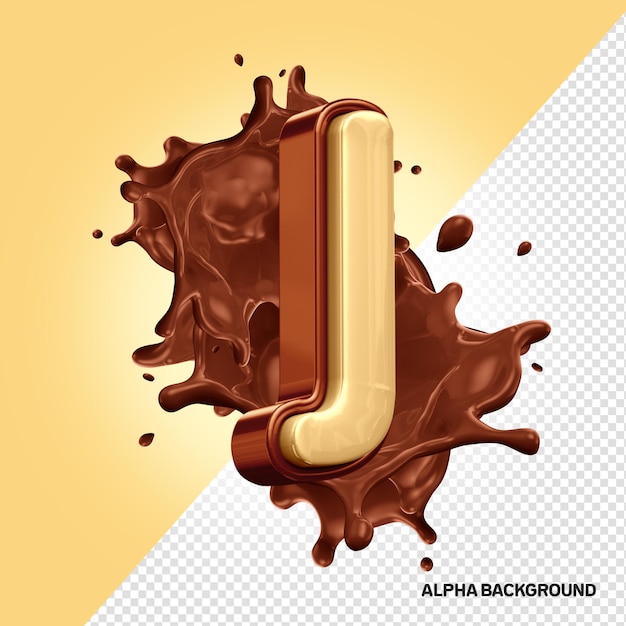 PSD gratuito lettera j dell'alfabeto del cioccolato 3d