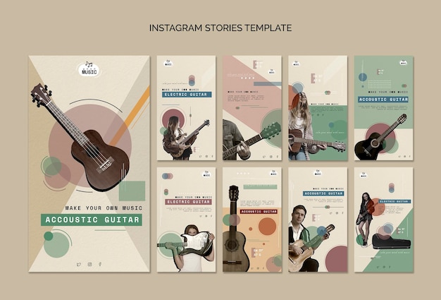 PSD gratuito lezioni di chitarra acustica su instagram