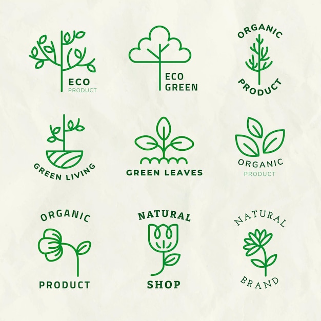 Gratis PSD lijn eco-logo sjabloon psd voor branding met tekstset