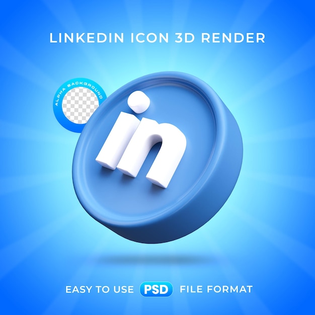 PSD gratuito linkedin logo icon isolato 3d rendering illustrazione