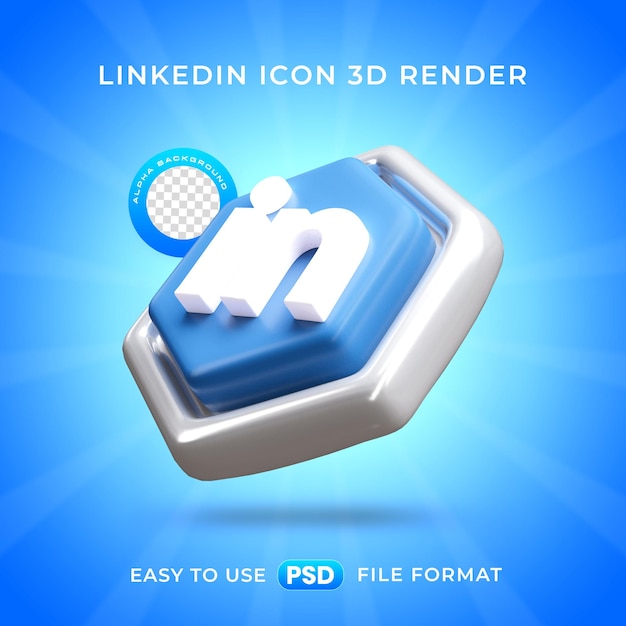 PSD gratuito linkedin logo icon isolato 3d rendering illustrazione